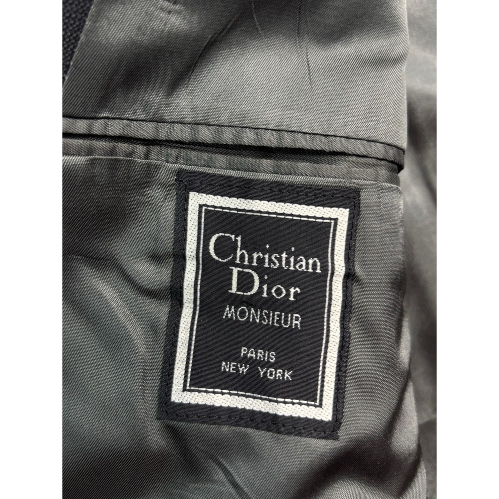 vtg 90s Christian Dior 44L 36x32 Gray Windowpane Pant Suit Double Breasted USA - Picture 4 of 16
